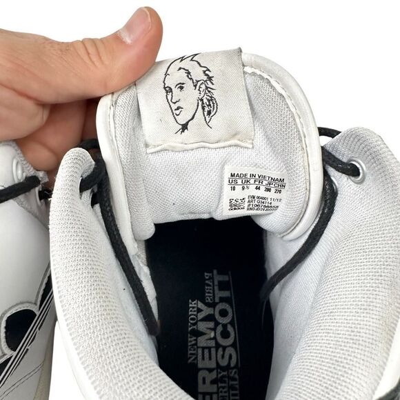 adidas Originals by Jeremy Scott JS LETTERS LEATHER Black White Size 10 - Picture 6 of 9